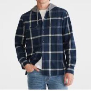 American Eagle NWT Blue Plaid flannel Hoodie jacket size L